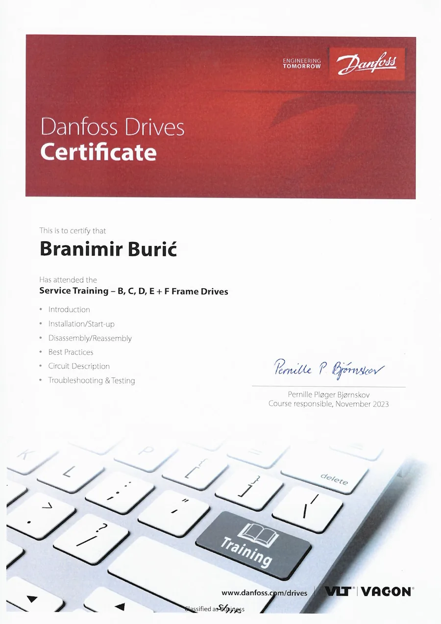 Danfoss Drives: Servisna obuka za VLT® pretvarače (kućišta B do F)
